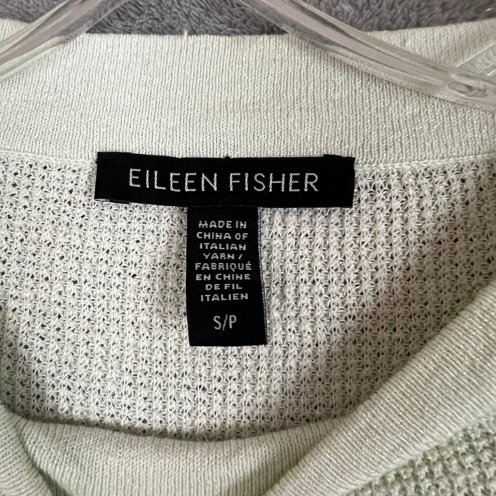Eileen Fisher Knit TShirt Womens S Sage Green Organic‎ Linen Lightweight - Picture 3 of 10